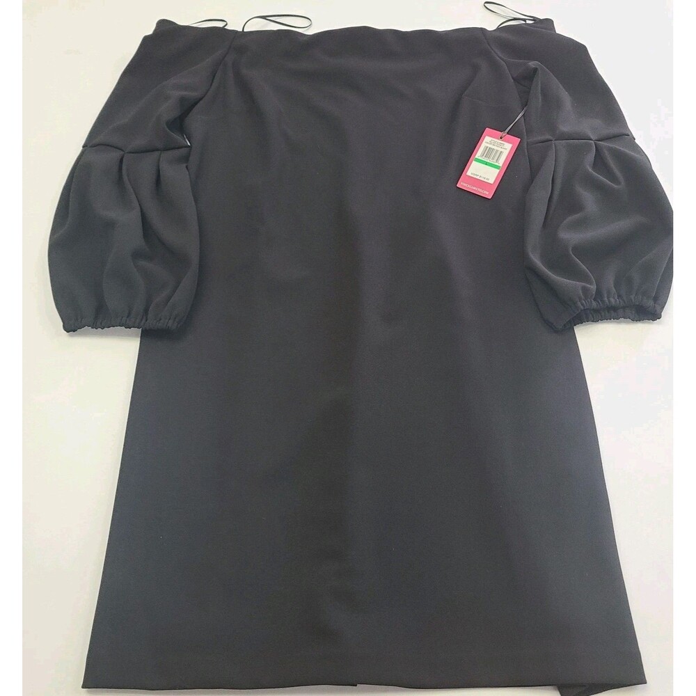 NWT Vince Camuto Off Shoulder Midi Cocktail Dress Black Sz Large
